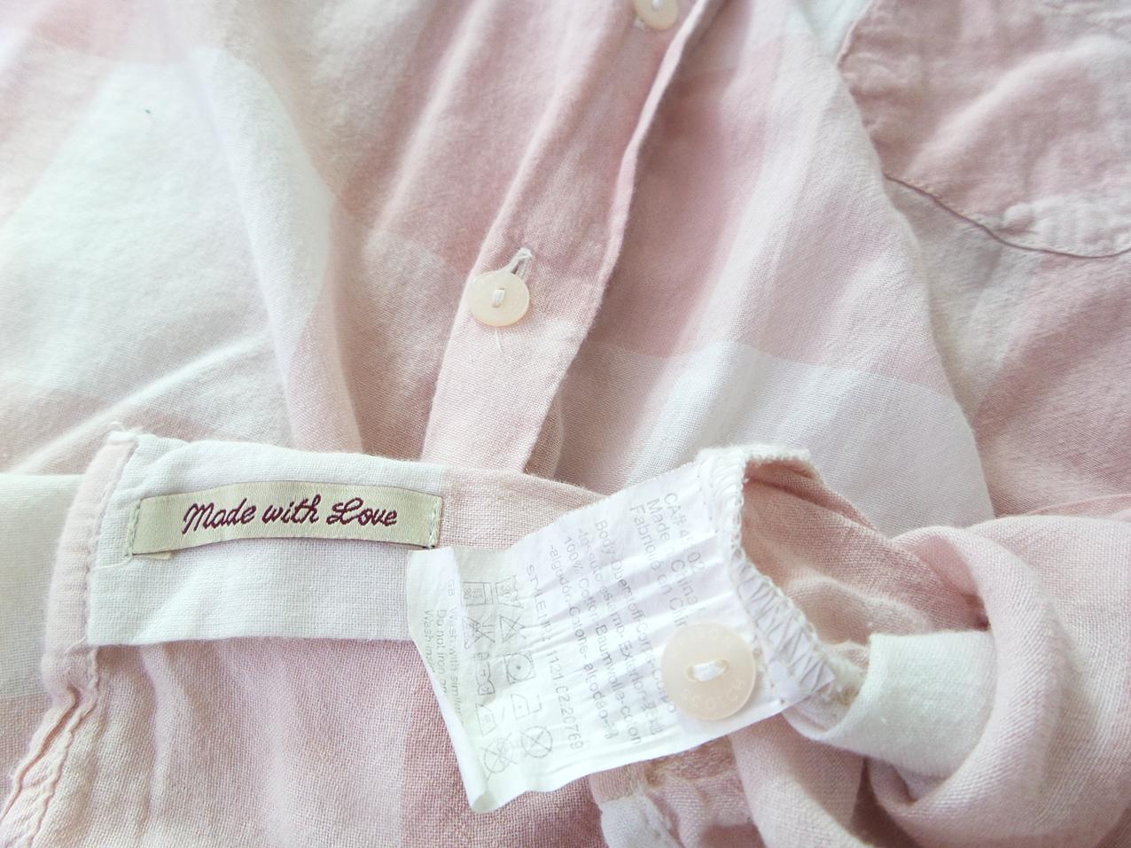 20180625_122035.jpg Maison scotch Rozmiar 3 Kolor Pudrowy Róż Krata Kołnierz Koszula Zapinana Bluzka Długi rękaw Materiał Bawełna 100%