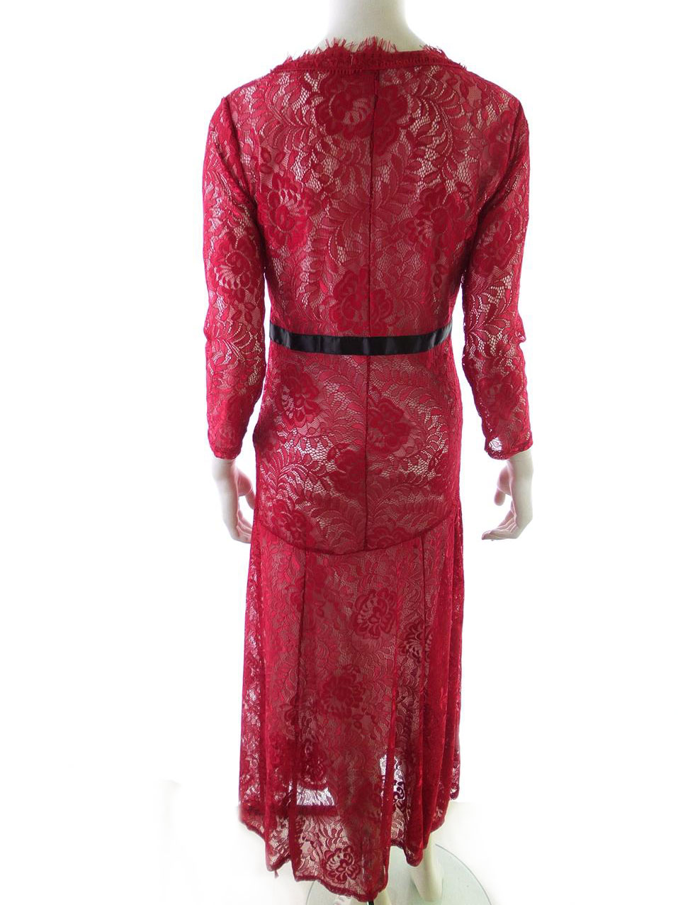 Coral Rozmiar L Kolor Czerwony W serek Sukienka Maxi Rękaw 3/4 Długa Coral Rozmiar L Kolor Czerwony W serek Sukienka Maxi Rękaw 3/4 Długa