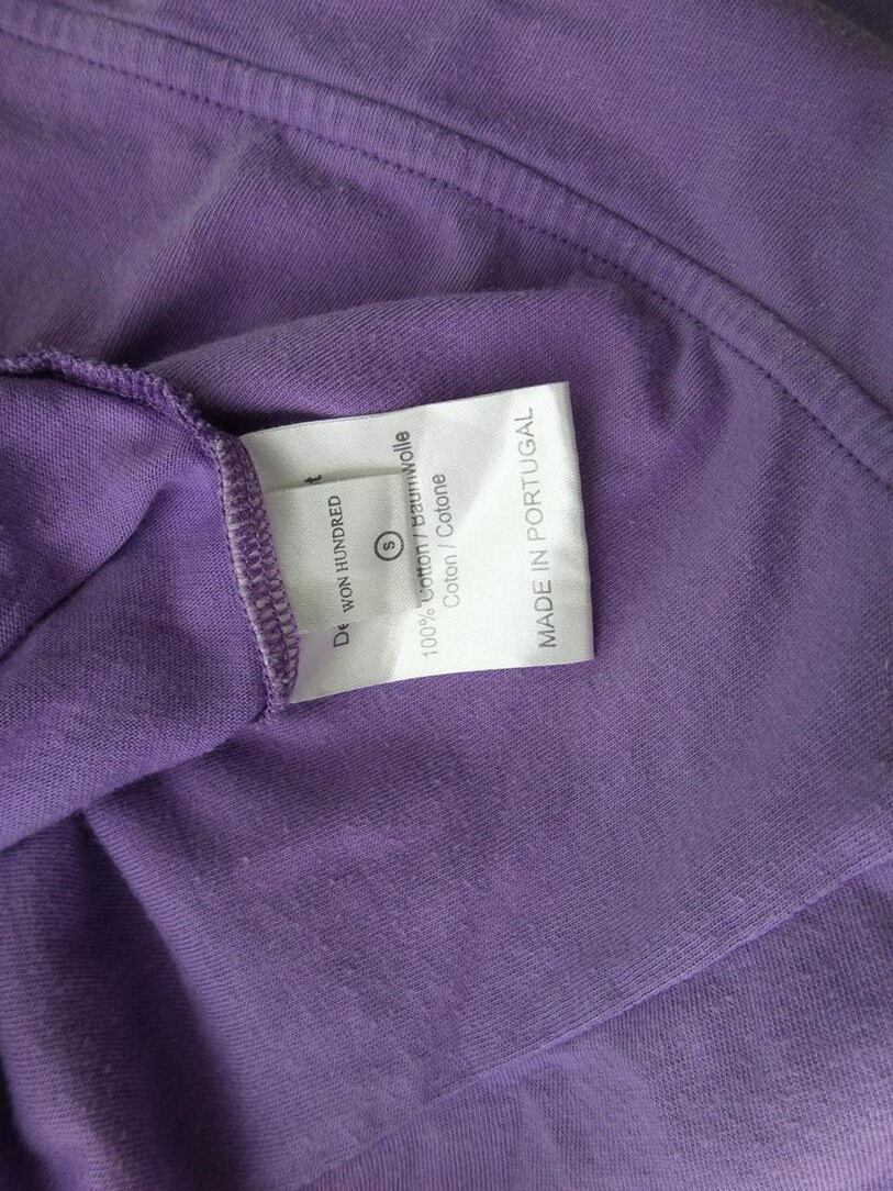 Won hundred Rozmiar S Kolor Fioletowy Okrągły dekolt Sukienka Mini Krótki rękaw Krótka Materiał Bawełna 100%