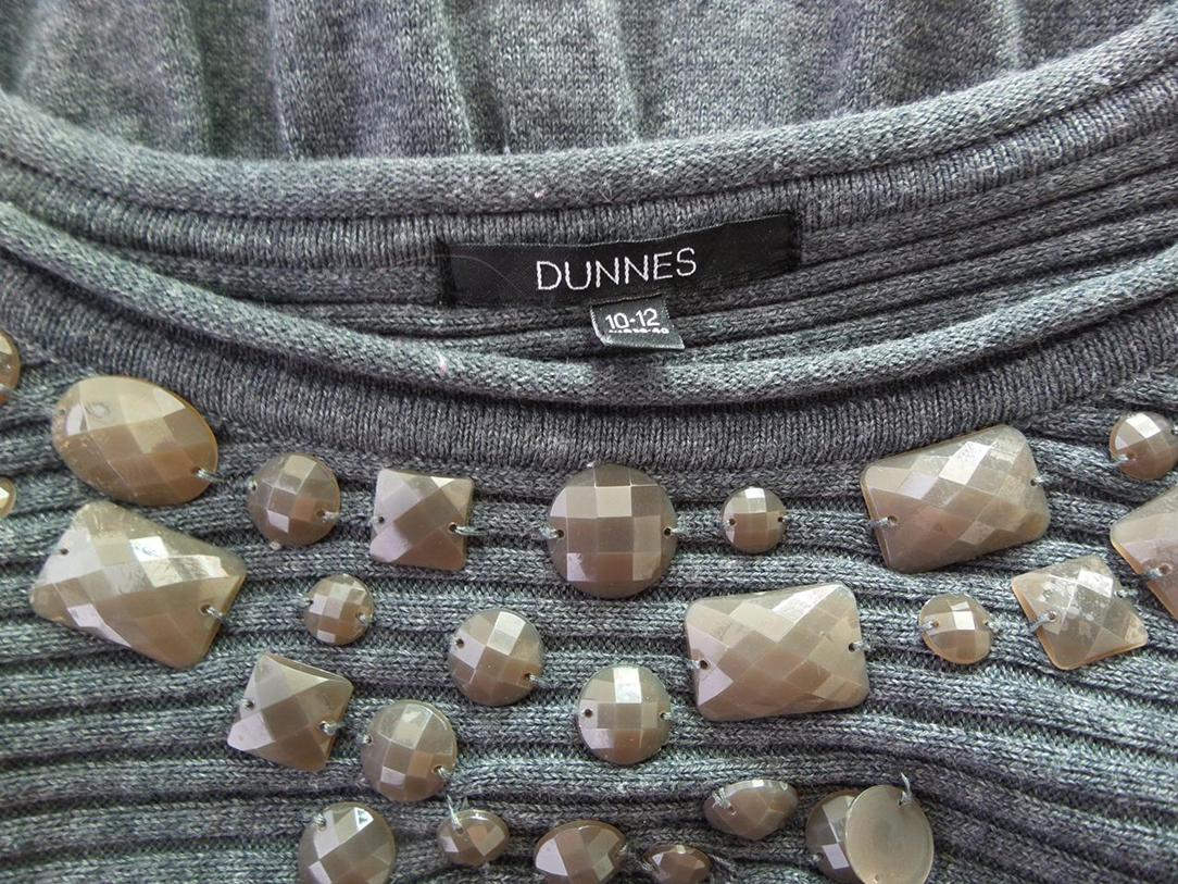 Dunnes stores Rozmiar 38/40 Kolor Szary Okrągły dekolt Sukienka Sweterkowa Długi rękaw Do Kolan