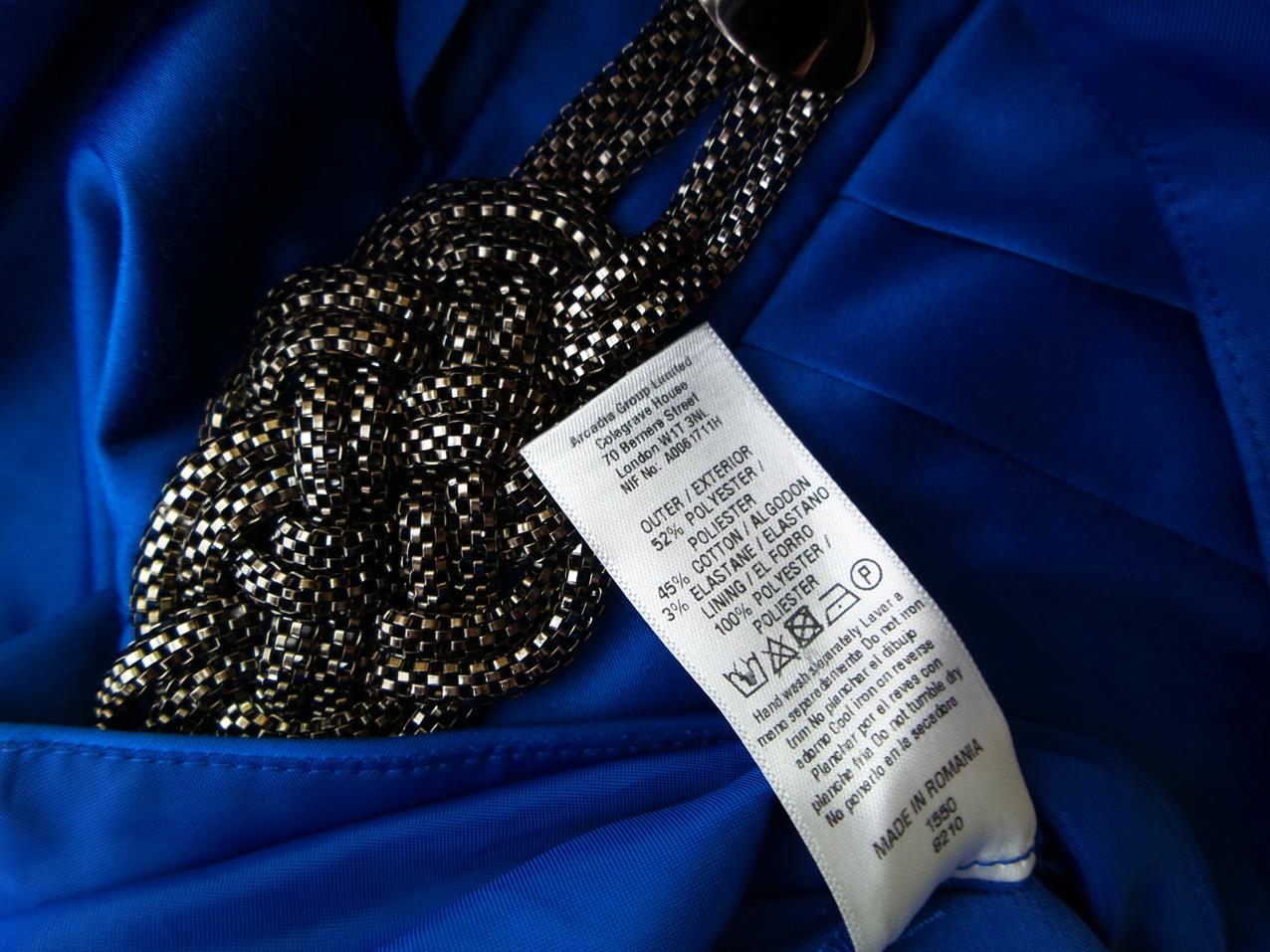 Miss selfridge Rozmiar 10 (38) Kolor Granatowy W serek Suknia Balowa Sukienka Wieczorowa Bezrękawnik Krótka
