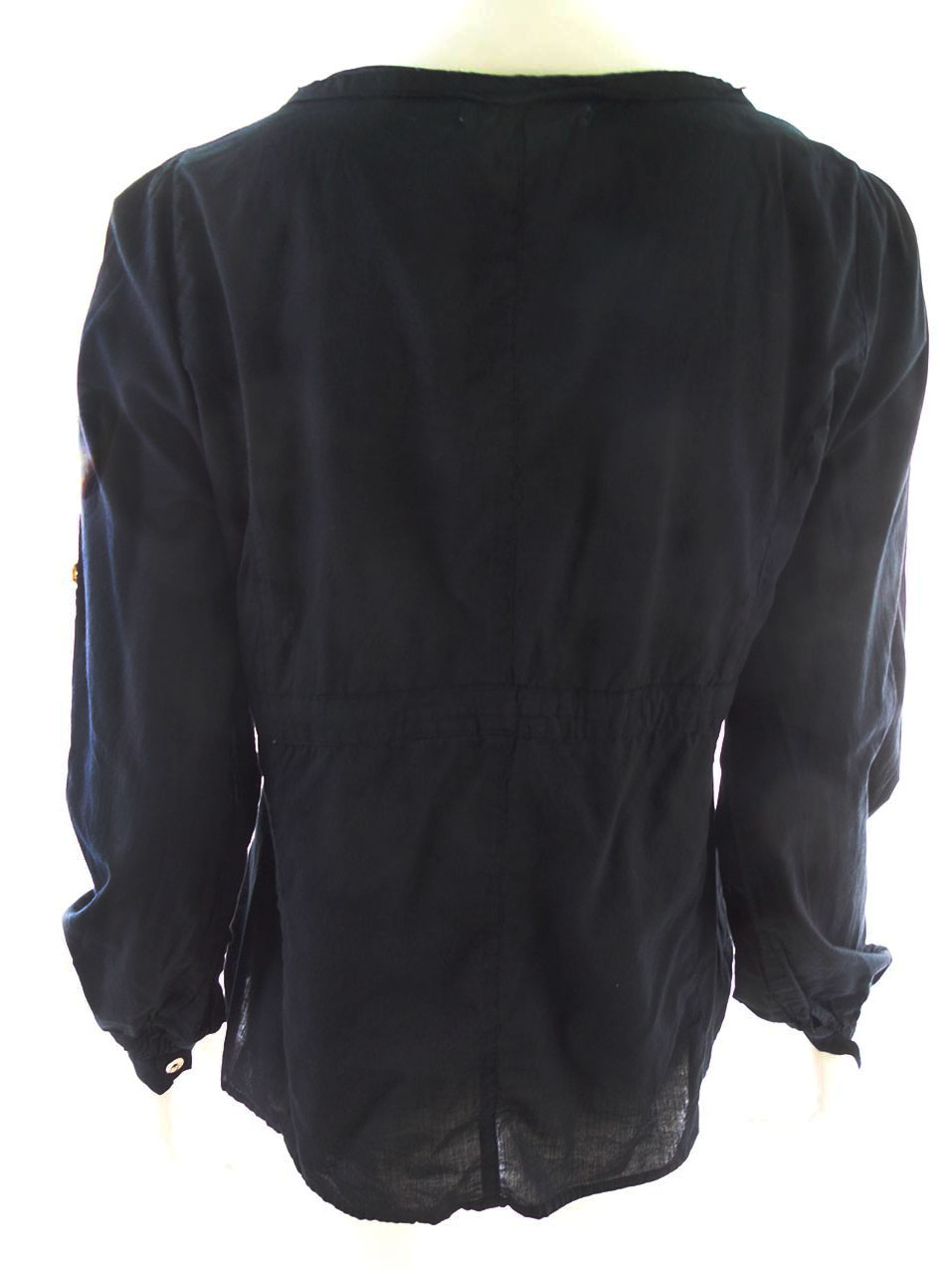 Vintage 157 Rozmiar M Kolor Czarny Dekolt U Bluzka Peplum Długi rękaw Materiał Bawełna 100%