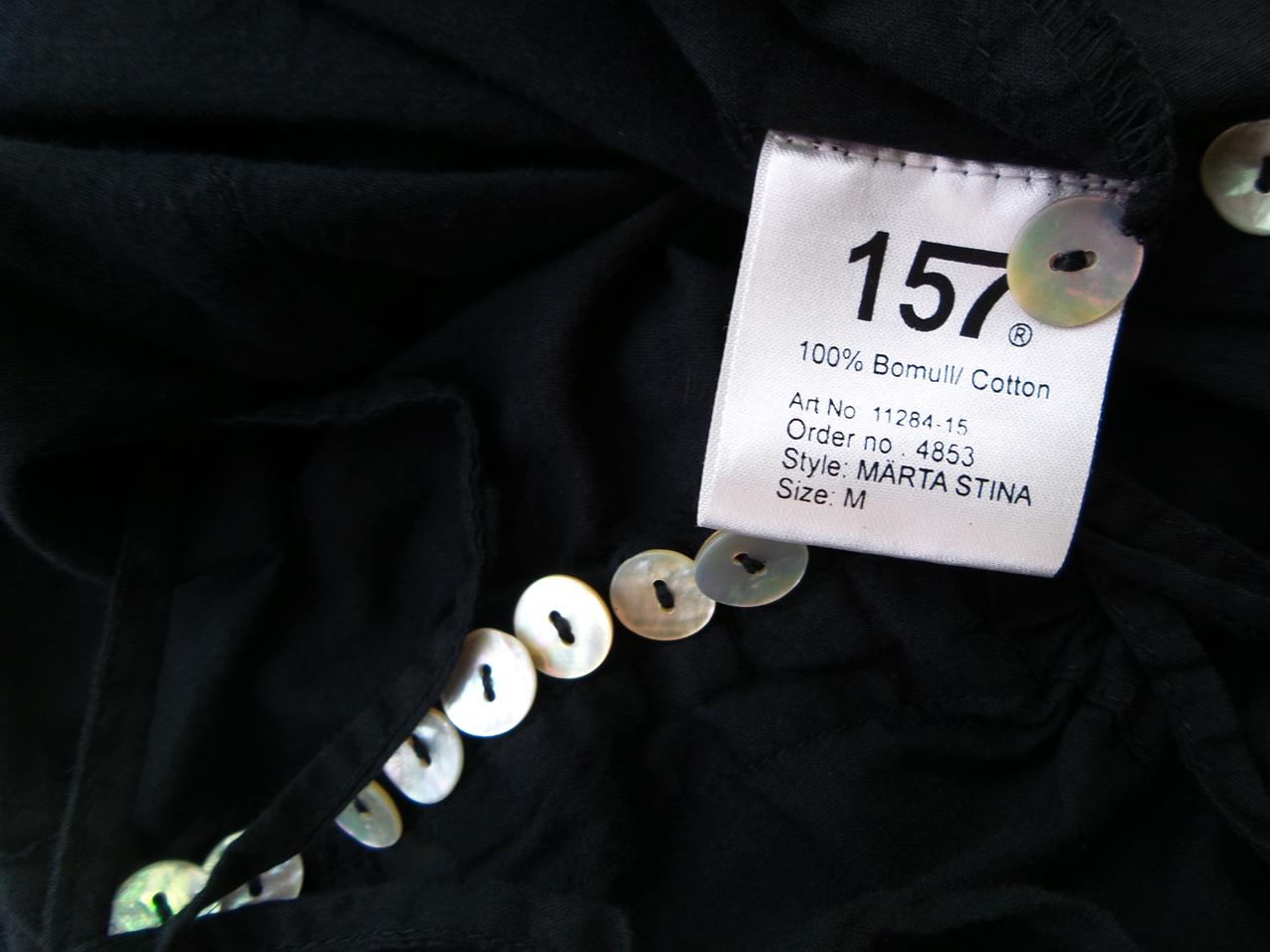 Vintage 157 Rozmiar M Kolor Czarny Dekolt U Bluzka Peplum Długi rękaw Materiał Bawełna 100%