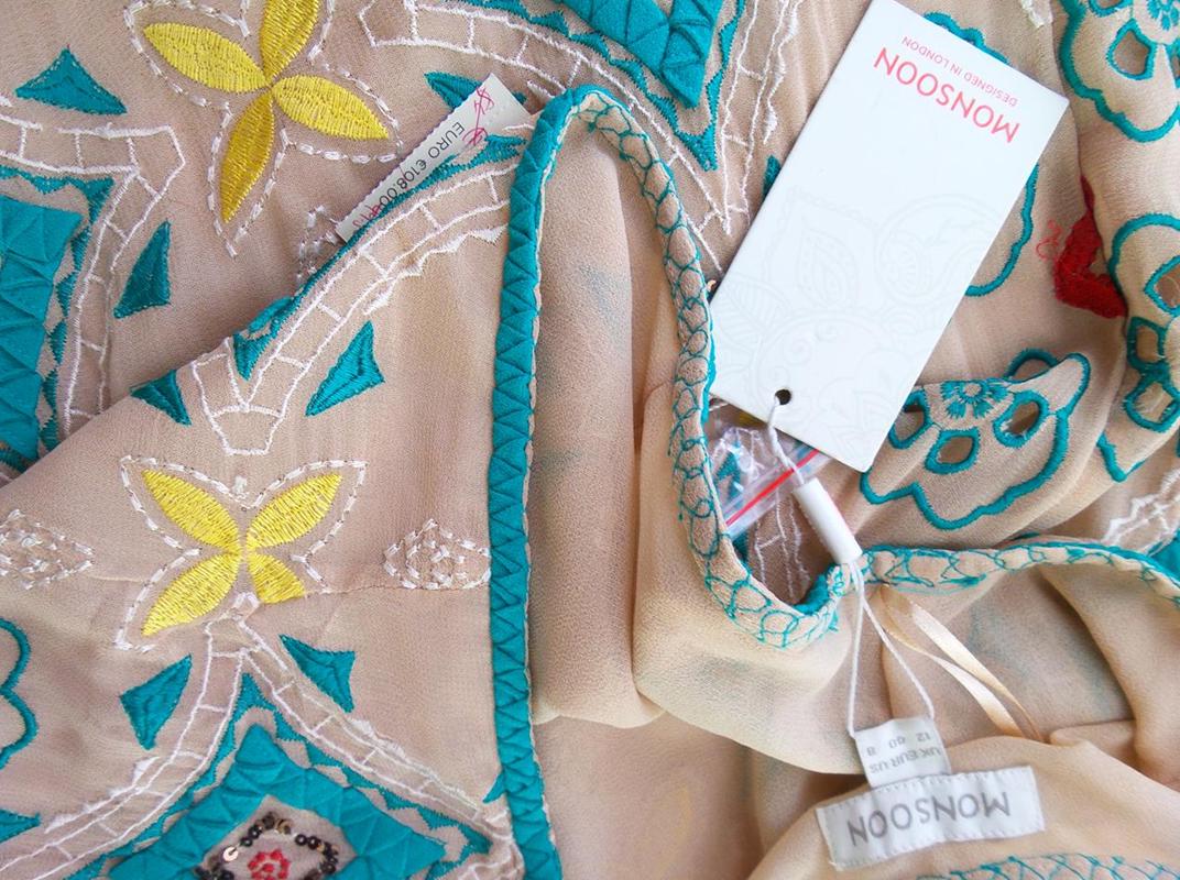 Monsoon Rozmiar 40 Kolor Beżowy A-Line Spódnica Do Kolan Materiał Wiskoza 100%