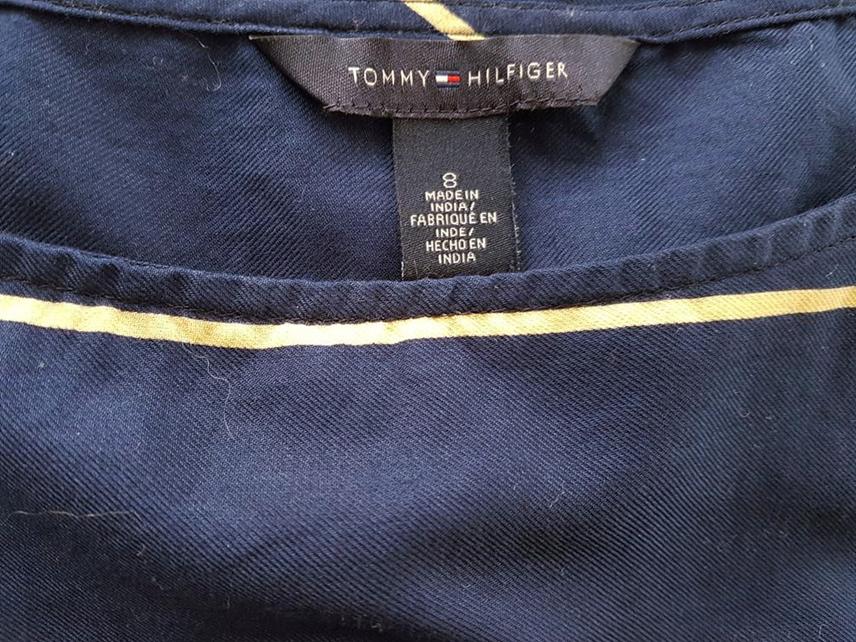 Tommy hilfiger Rozmiar 8 (36) Kolor Granatowy Okrągły dekolt Sukienka A-Line Bezrękawnik Do Kolan Materiał Bawełna 100% Tommy hilfiger Rozmiar 8 (36) Kolor Granatowy Okrągły dekolt Sukienka A-Line Bezrękawnik Do Kolan Materiał Bawełna 100%