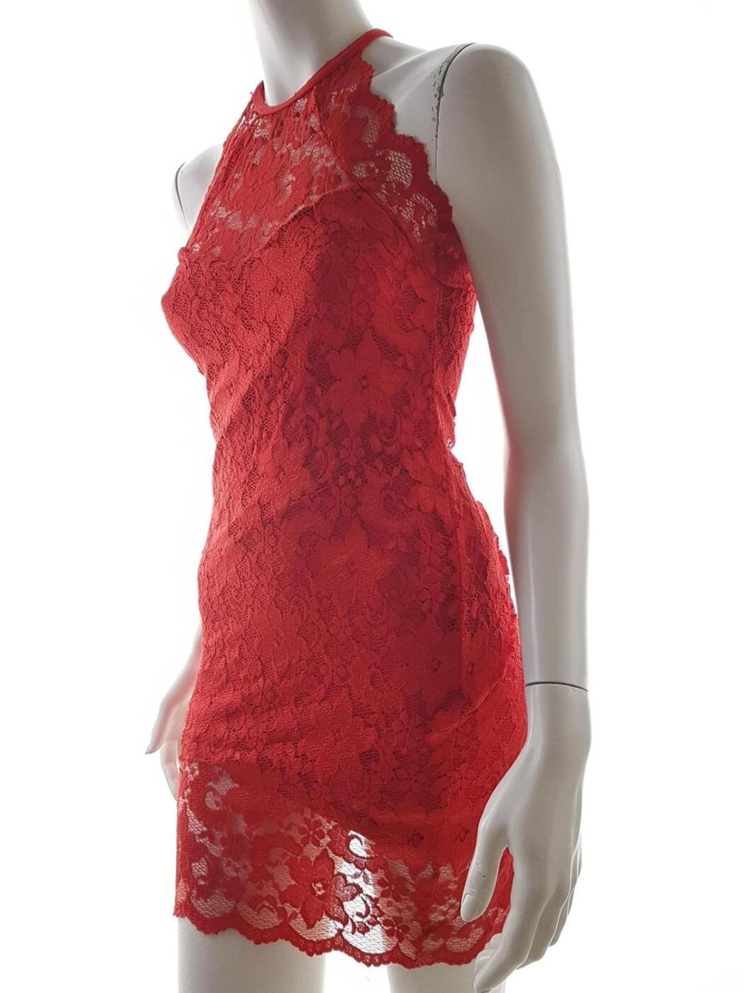 Lili Rozmiar 8 (36) Kolor Czerwony Halter Sukienka Bodycon Bezrękawnik Do Kolan Materiał Rayon Lili Rozmiar 8 (36) Kolor Czerwony Halter Sukienka Bodycon Bezrękawnik Do Kolan Materiał Rayon