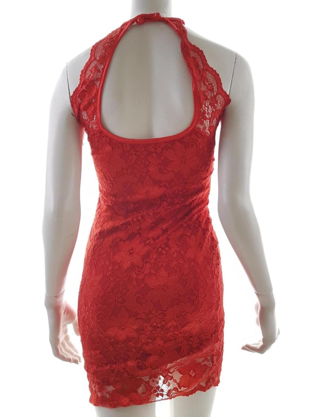 Lili Rozmiar 8 (36) Kolor Czerwony Halter Sukienka Bodycon Bezrękawnik Do Kolan Materiał Rayon Lili Rozmiar 8 (36) Kolor Czerwony Halter Sukienka Bodycon Bezrękawnik Do Kolan Materiał Rayon