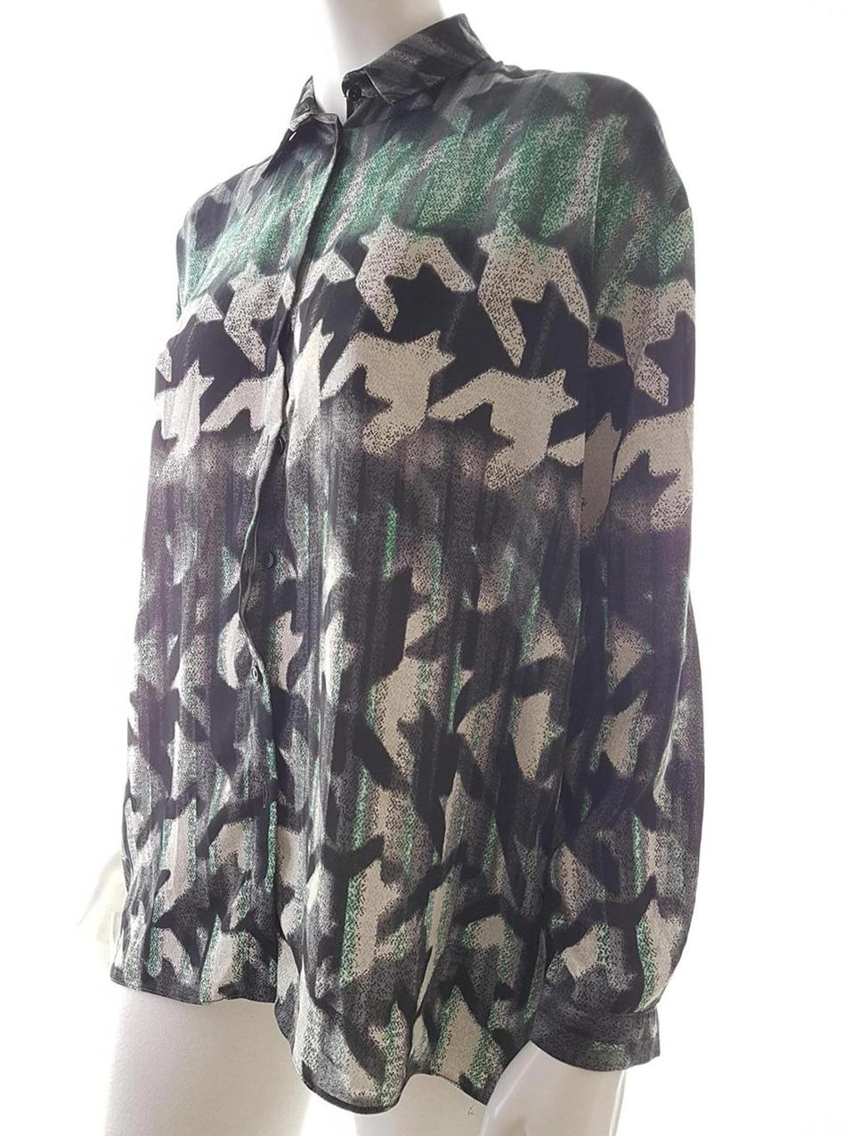 20180719_163255.jpg Topshop Rozmiar 36 Kolor Szary Geometryczny Kołnierz Koszula Zapinana Bluzka Długi rękaw
