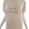 Nine Savannah Miller Rozmiar 10 (38) Kolor Beżowy Crew Neck T-Shirt Krótki rękaw