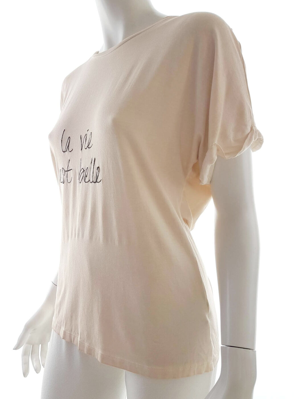 20180720_151334.jpg Nine Savannah Miller Rozmiar 10 (38) Kolor Beżowy Crew Neck T-Shirt Krótki rękaw
