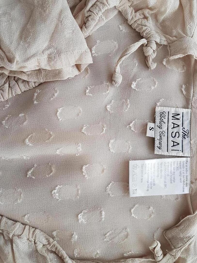 The Masai Rozmiar S Kolor Beżowy Grochy W serek Tunika Bluzka Rękaw 3/4 Materiał Wiskoza 100% The Masai Rozmiar S Kolor Beżowy Grochy W serek Tunika Bluzka Rękaw 3/4 Materiał Wiskoza 100%