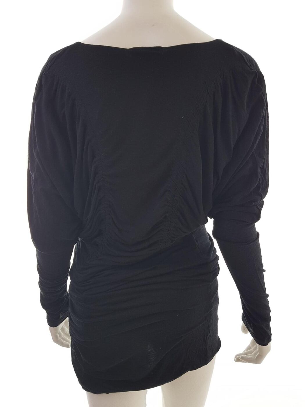 Natalie B Coleman Rozmiar M Kolor Czarny Drapowany dekolt Sukienka Blouson Długi rękaw Do Kolan Natalie B Coleman Rozmiar M Kolor Czarny Drapowany dekolt Sukienka Blouson Długi rękaw Do Kolan