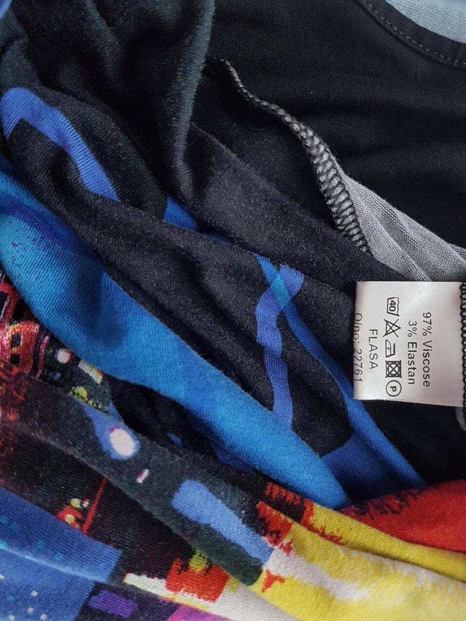 2 Biz Rozmiar L Kolor Czarny Okrągły dekolt Tunika Bluzka Rękaw 3/4 Materiał Wiskoza
