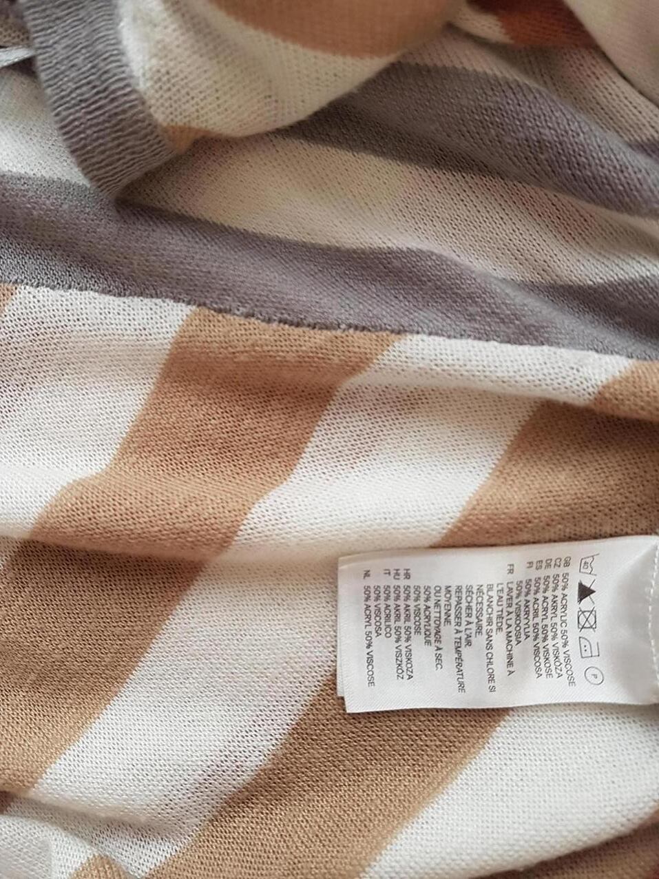 Rozmiar XS Kolor Beżowy W łódkę Sukienka Sweterkowa Długi rękaw Krótka Materiał Akryl