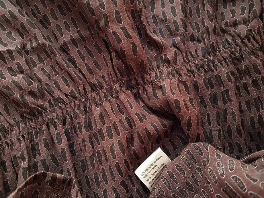 Gudrun Sjödén Rozmiar S Kolor Brązowy Okrągły dekolt Sukienka A-Line Bezrękawnik Midi Materiał Wiskoza