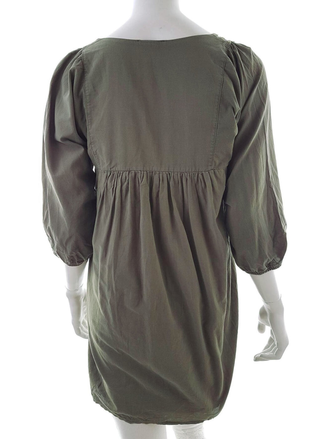 Vila Rozmiar M Kolor Khaki W serek Sukienka Mini Rękaw 3/4 Krótka Materiał Bawełna 100%