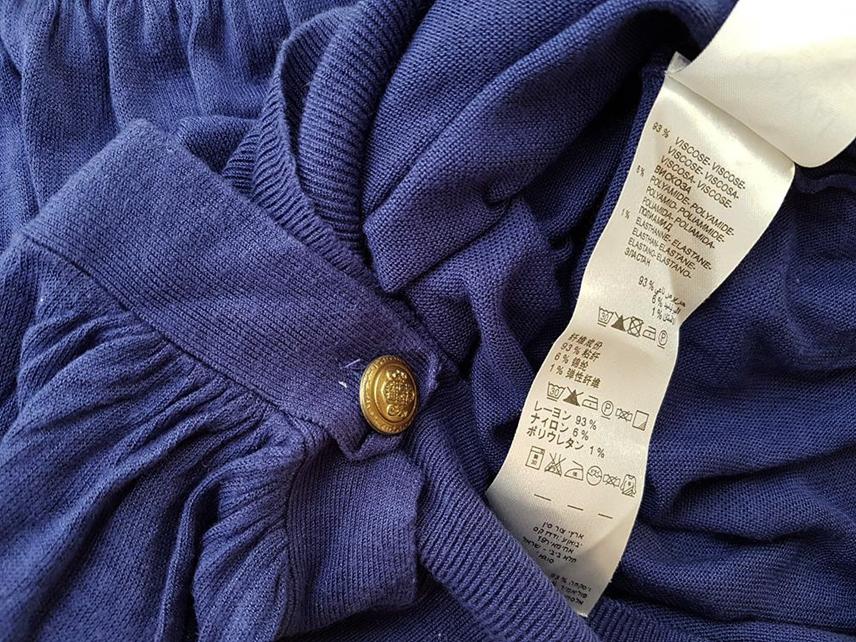 Kookai Rozmiar 2 Kolor Granatowy Okrągły dekolt Tunika Bluzka Rękaw 3/4 Materiał Wiskoza