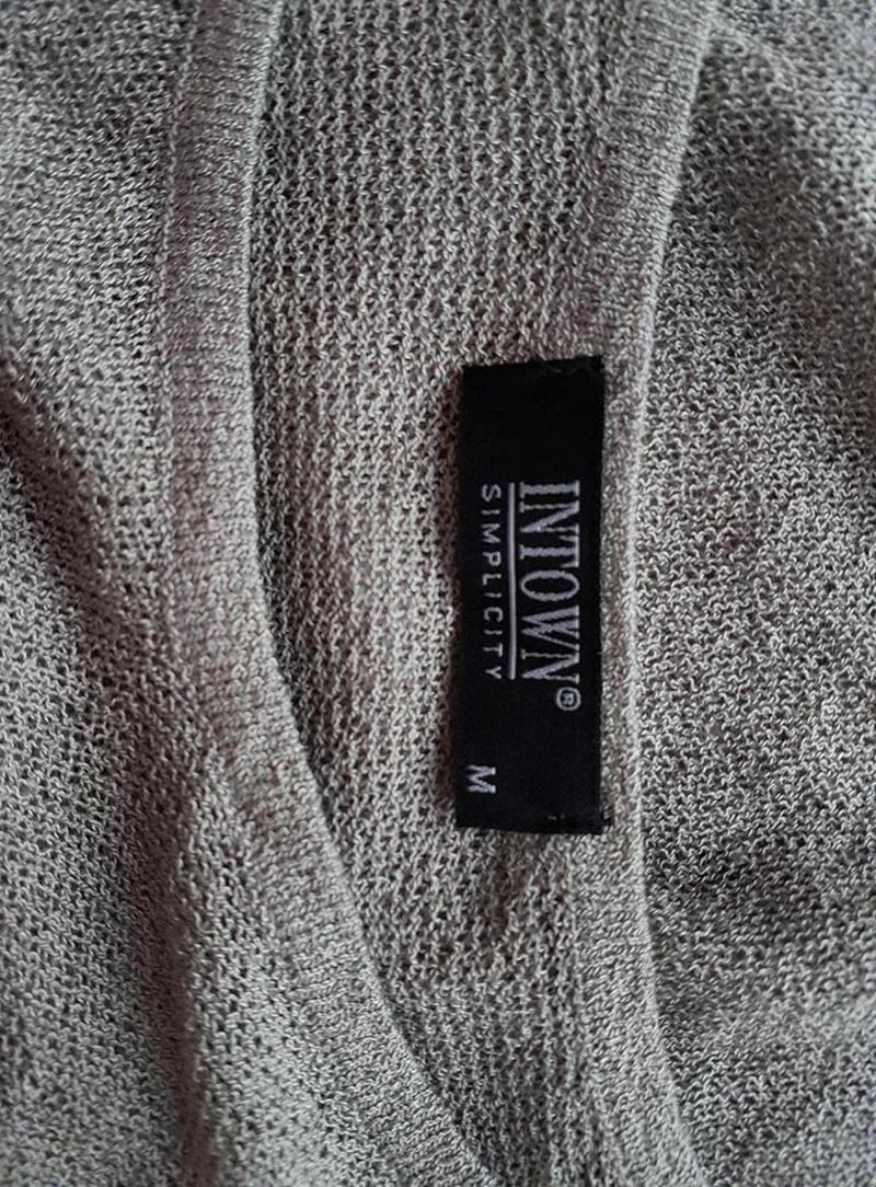 Intown Rozmiar M Kolor Szary Okrągły dekolt Bluzka Crop Top Długi rękaw Materiał Akryl