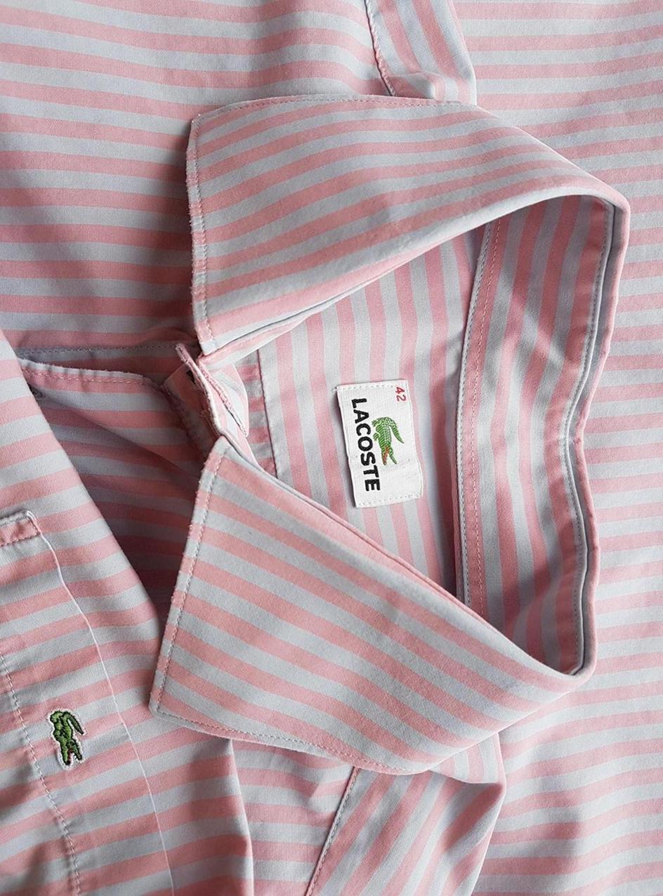 20180808_163013.jpg Lacoste Rozmiar 42 Kolor Różowy Kołnierz Męska Koszula Elegancka Długi rękaw Materiał Bawełna 100%