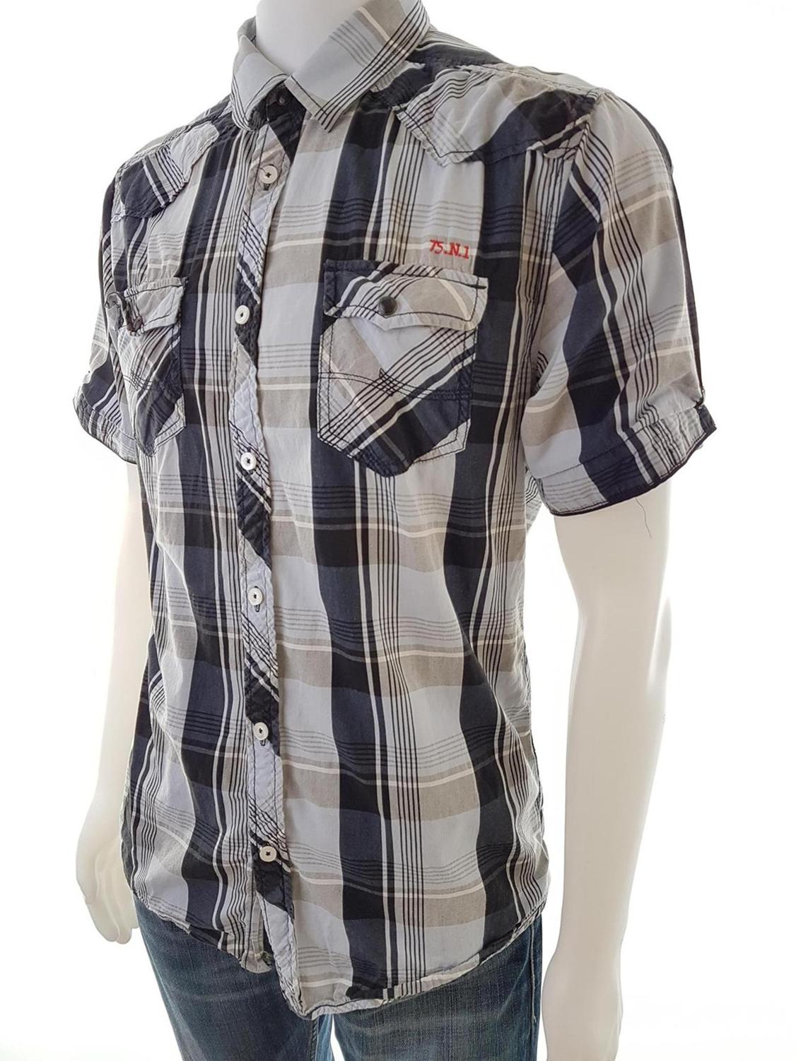 20180809_131117.jpg Jack & jones Rozmiar L Kolor Szary Kołnierz Męska Koszula Casual Krótki rękaw