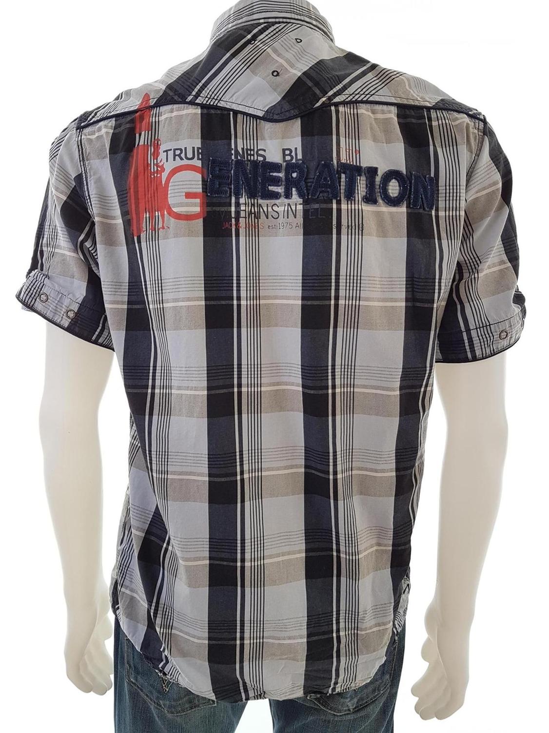 20180809_131136.jpg Jack & jones Rozmiar L Kolor Szary Kołnierz Męska Koszula Casual Krótki rękaw