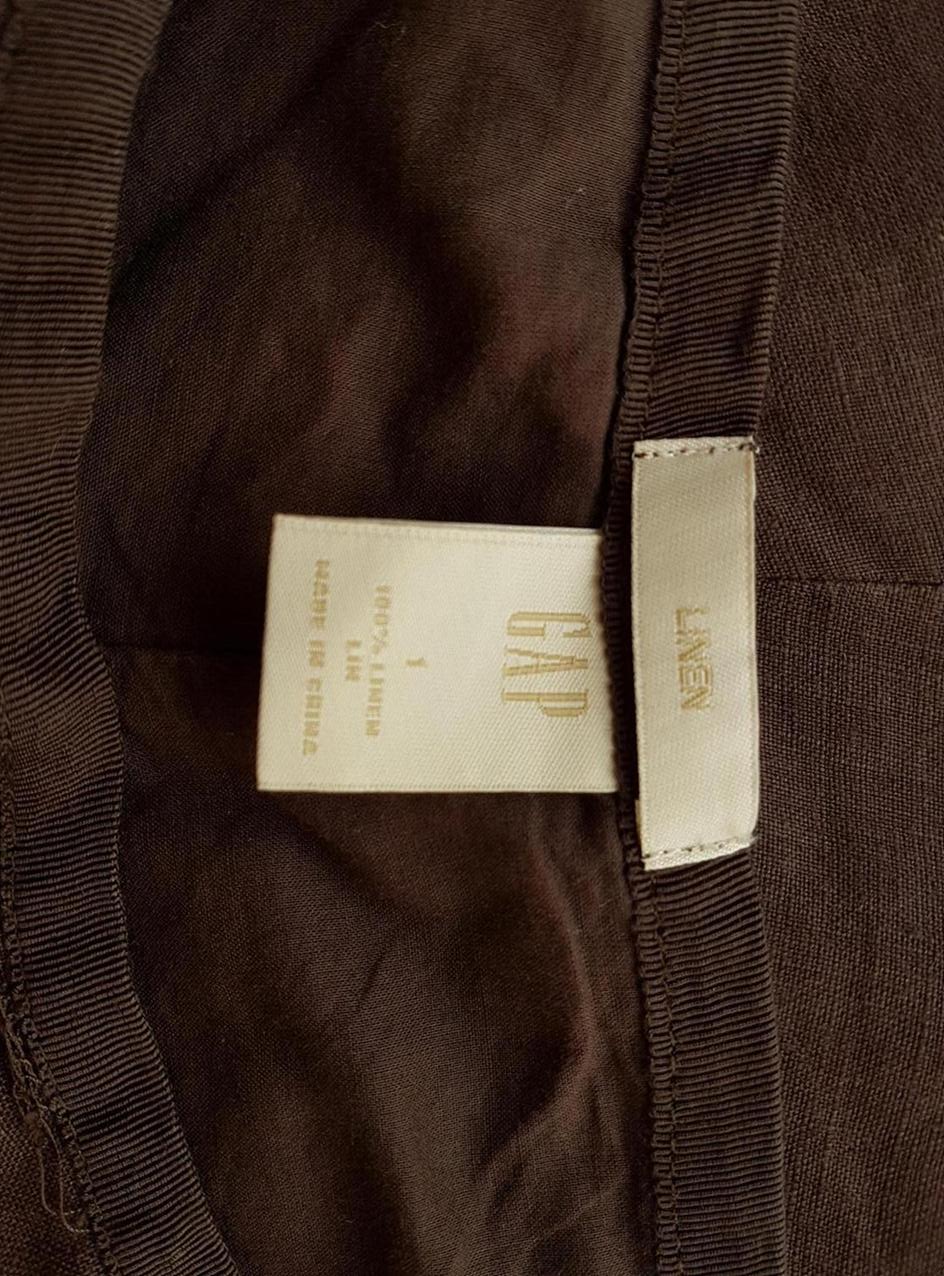 Gap Rozmiar 1 Kolor Brązowy A-Line Spódnica Do Kolan Materiał Len 100%