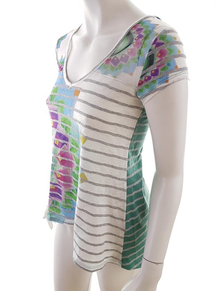 DESIGUAL Rozmiar XS Kolor Zielony W serek Tunika Bluzka Krótki rękaw DESIGUAL Rozmiar XS Kolor Zielony W serek Tunika Bluzka Krótki rękaw