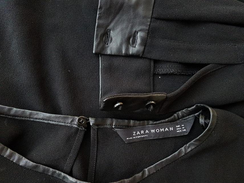 Zara Rozmiar M Kolor Czarny Crew Neck Bluzka Długi rękaw