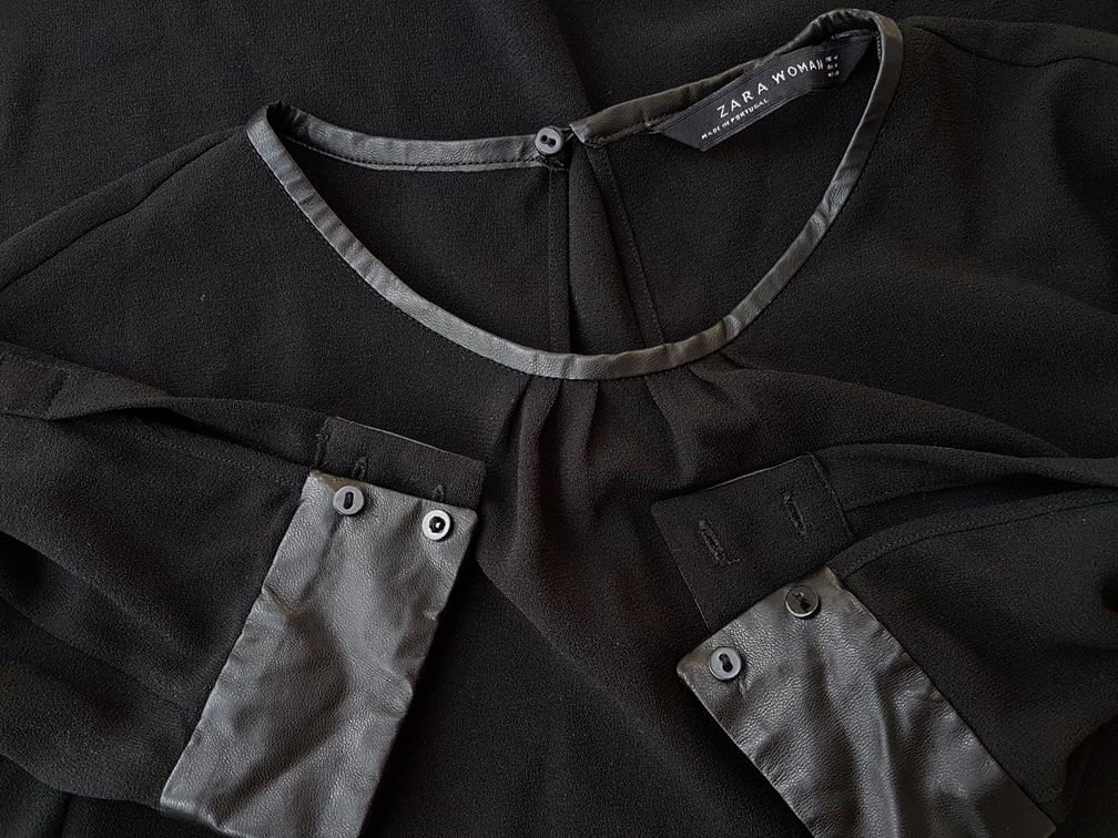 Zara Rozmiar M Kolor Czarny Crew Neck Bluzka Długi rękaw