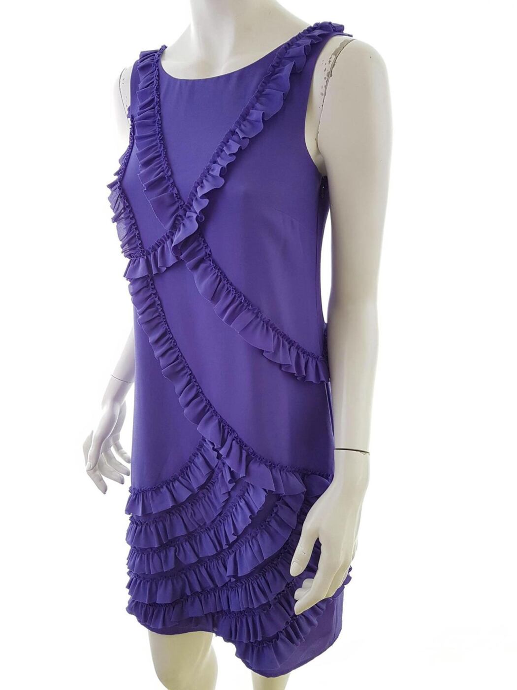 Monsoon Rozmiar 36 Kolor Fioletowy Okrągły dekolt Sukienka Bodycon Bezrękawnik Do Kolan Monsoon Rozmiar 36 Kolor Fioletowy Okrągły dekolt Sukienka Bodycon Bezrękawnik Do Kolan
