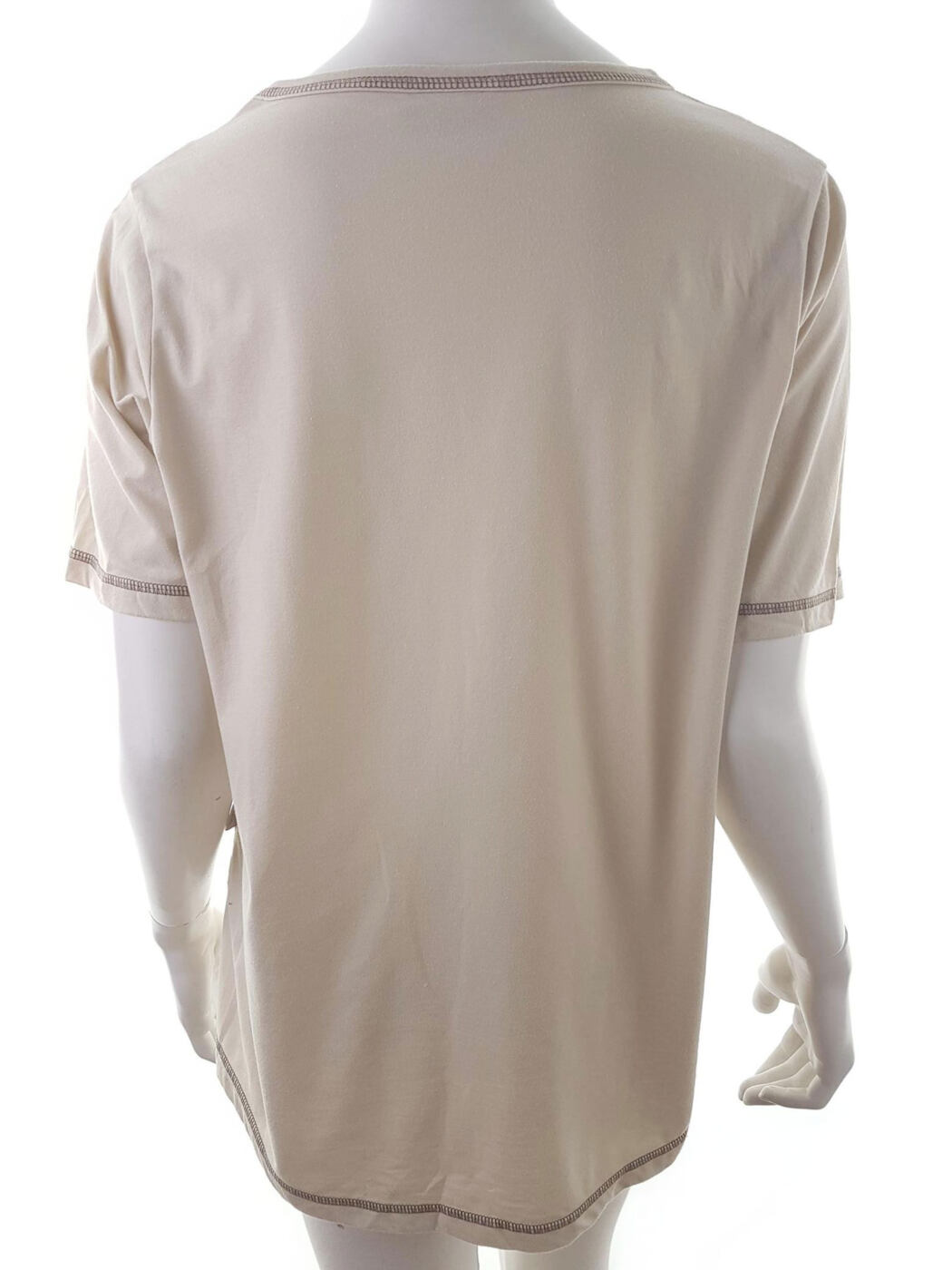 20180818_144751.jpg Zazar Rozmiar 42/44 Kolor Beżowy Crew Neck Bluzka Krótki rękaw Materiał Bawełna