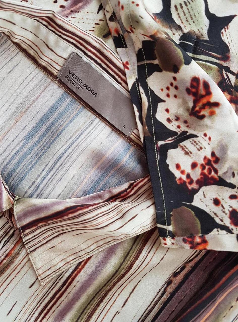 Vero moda Rozmiar L Kolor Beżowy Kołnierz Koszula Zapinana Bluzka Długi rękaw