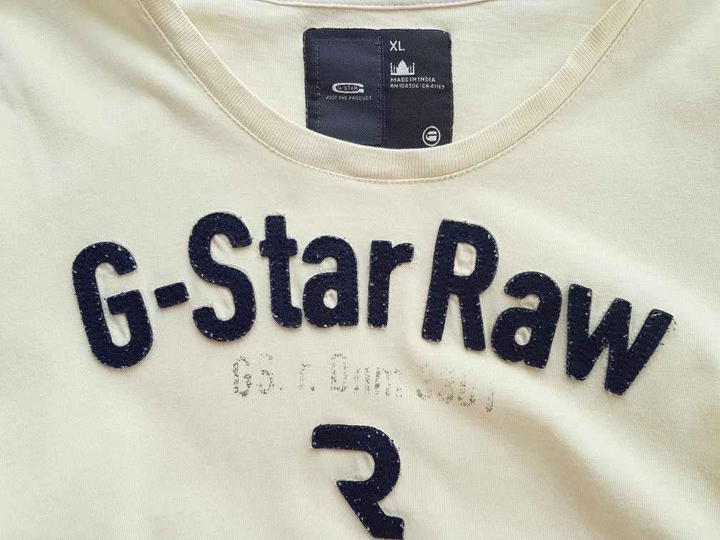 G-Star Rozmiar XL Kolor Żółty Okrągły dekolt T-Shirt Krótki rękaw Materiał Bawełna 100%