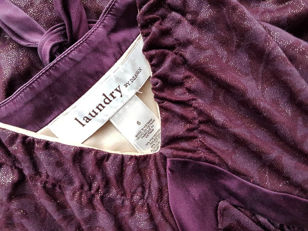 Laundry By Design Rozmiar 6 (34) Kolor Fioletowy W serek Sukienka A-Line Bezrękawnik Do Kolan