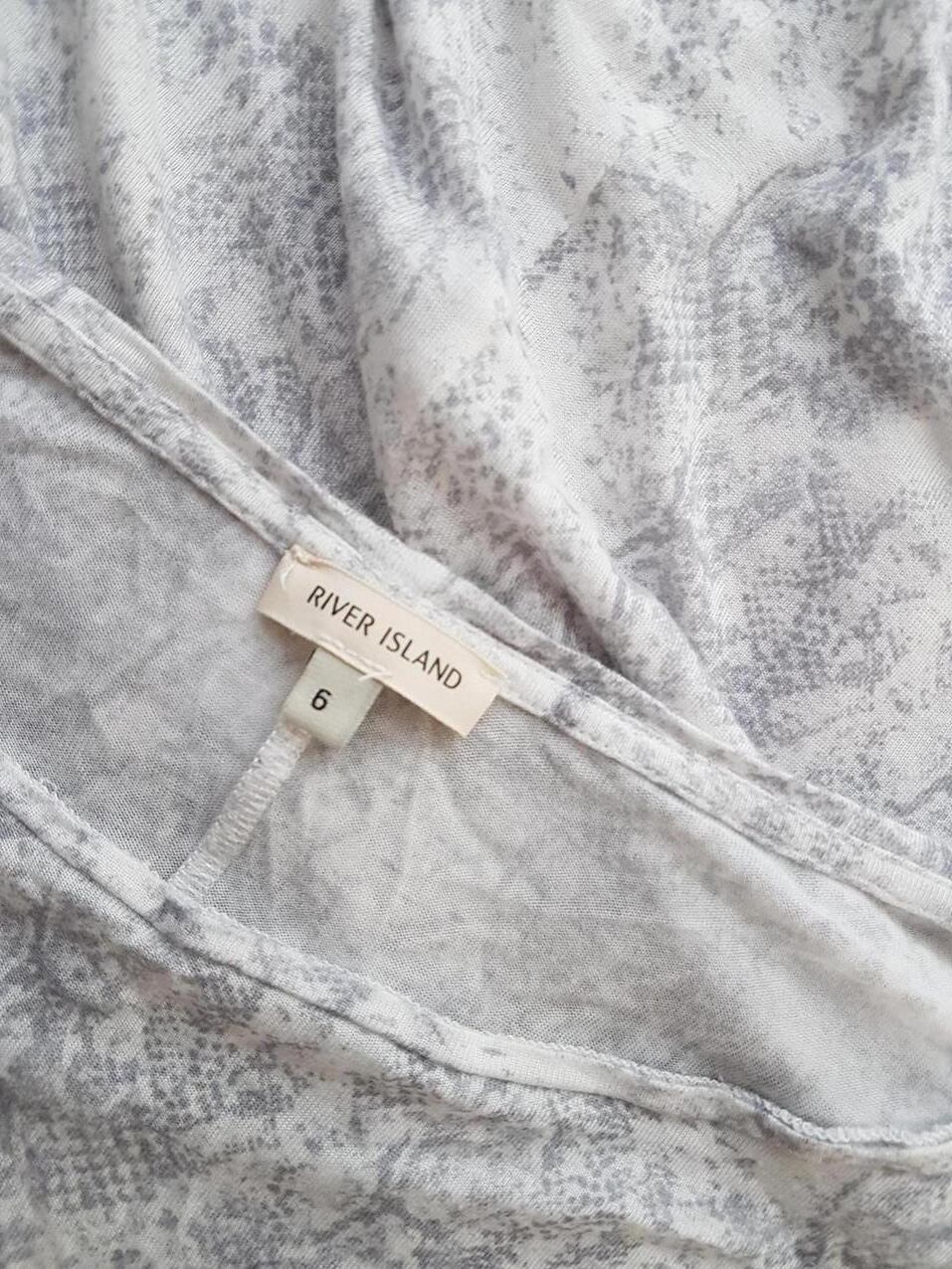 River island Rozmiar 6 (34) Kolor Szary W łódkę Tunika Bluzka Rękaw 3/4 Materiał Wiskoza 100%