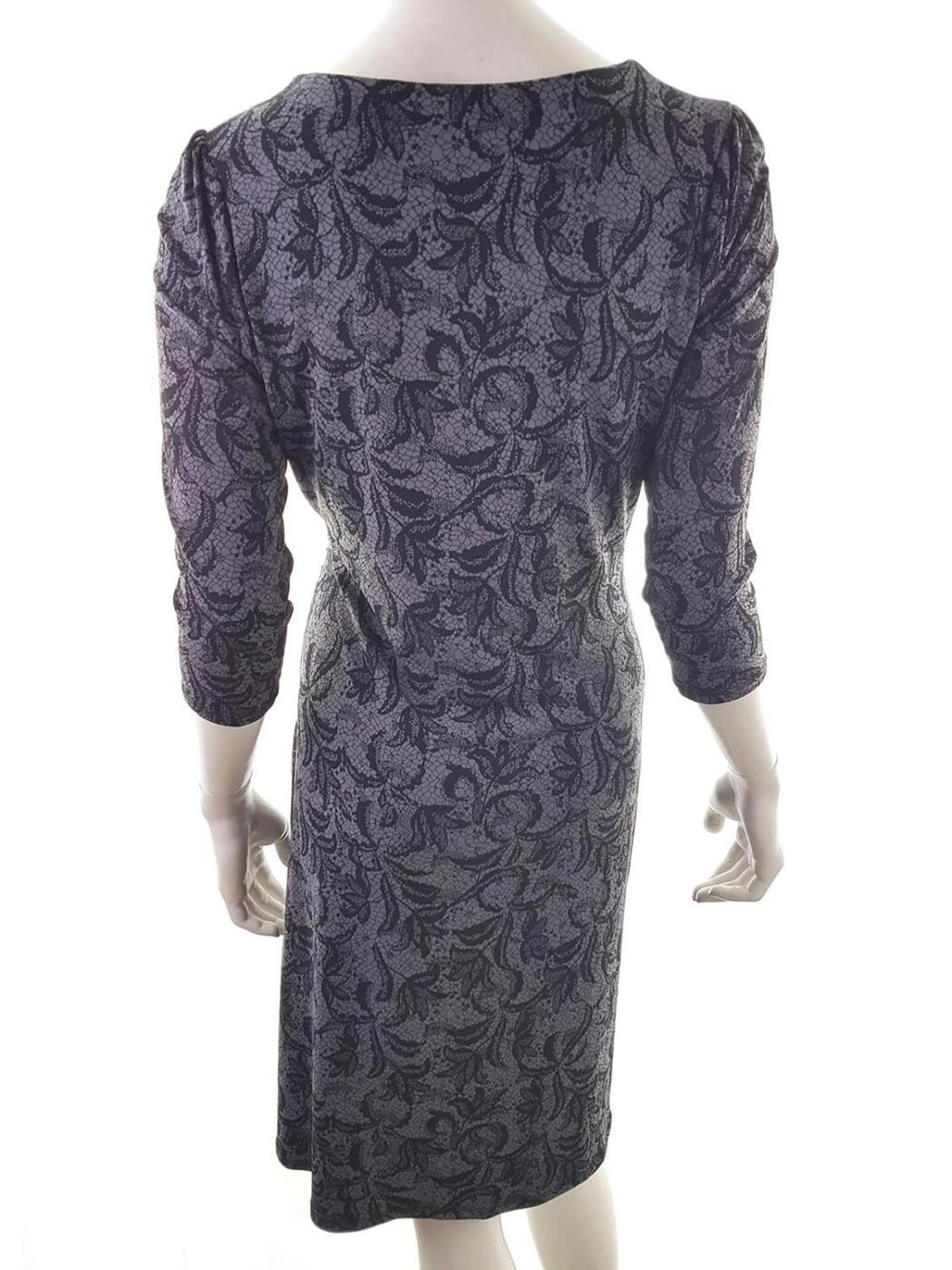 Laura ashley Rozmiar 38 Kolor Szary W serek Sukienka Zawijana Rękaw 3/4 Do Kolan