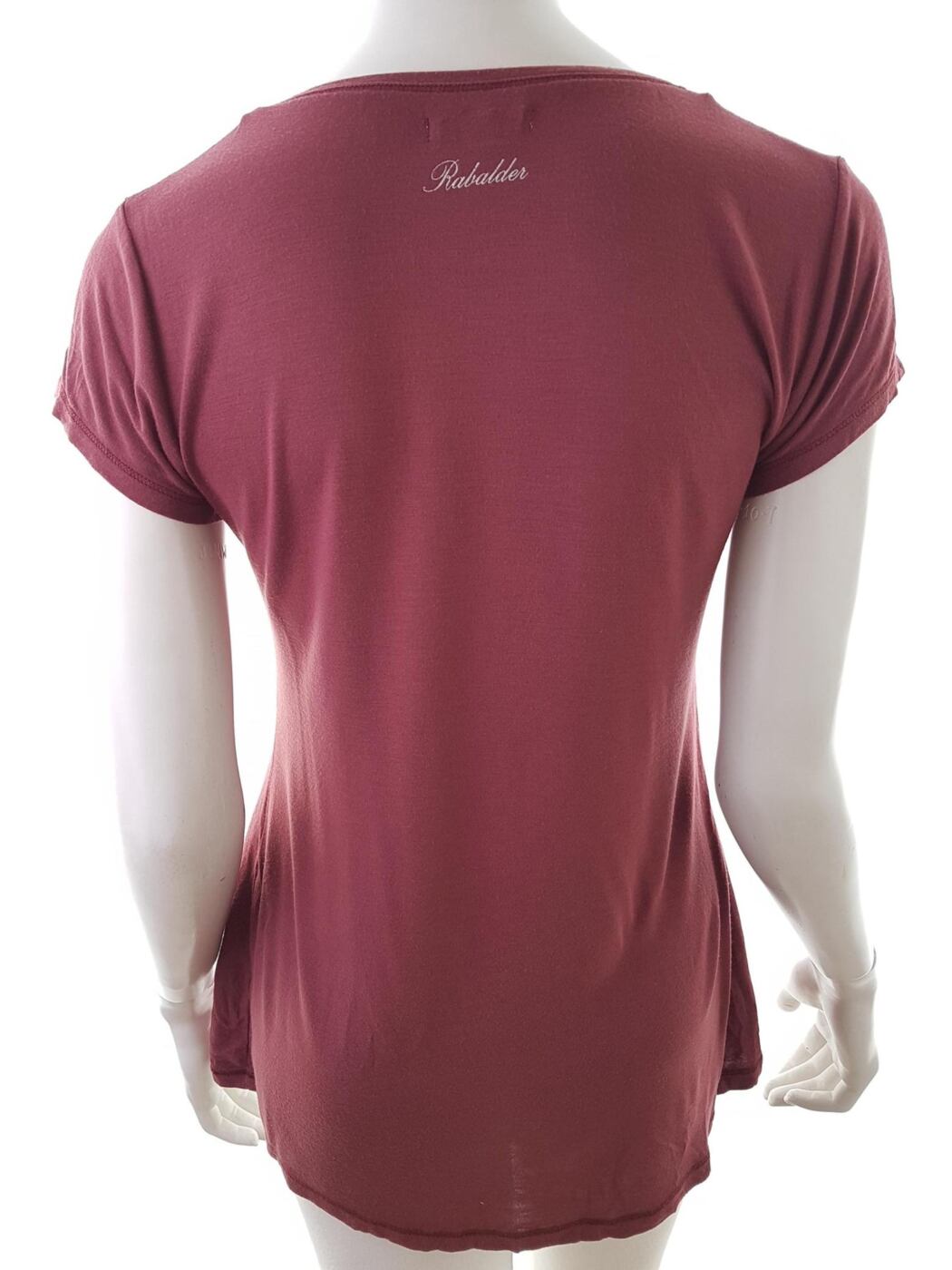 20180823_131306.jpg Rabalder Rozmiar XS Kolor Brązowy Crew Neck Bluzka Krótki rękaw Materiał Modal