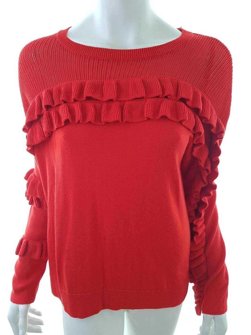 River island Rozmiar 6 Kolor Czerwony Crew Neck Tunika Bluzka Dzianina Rękaw 3/4