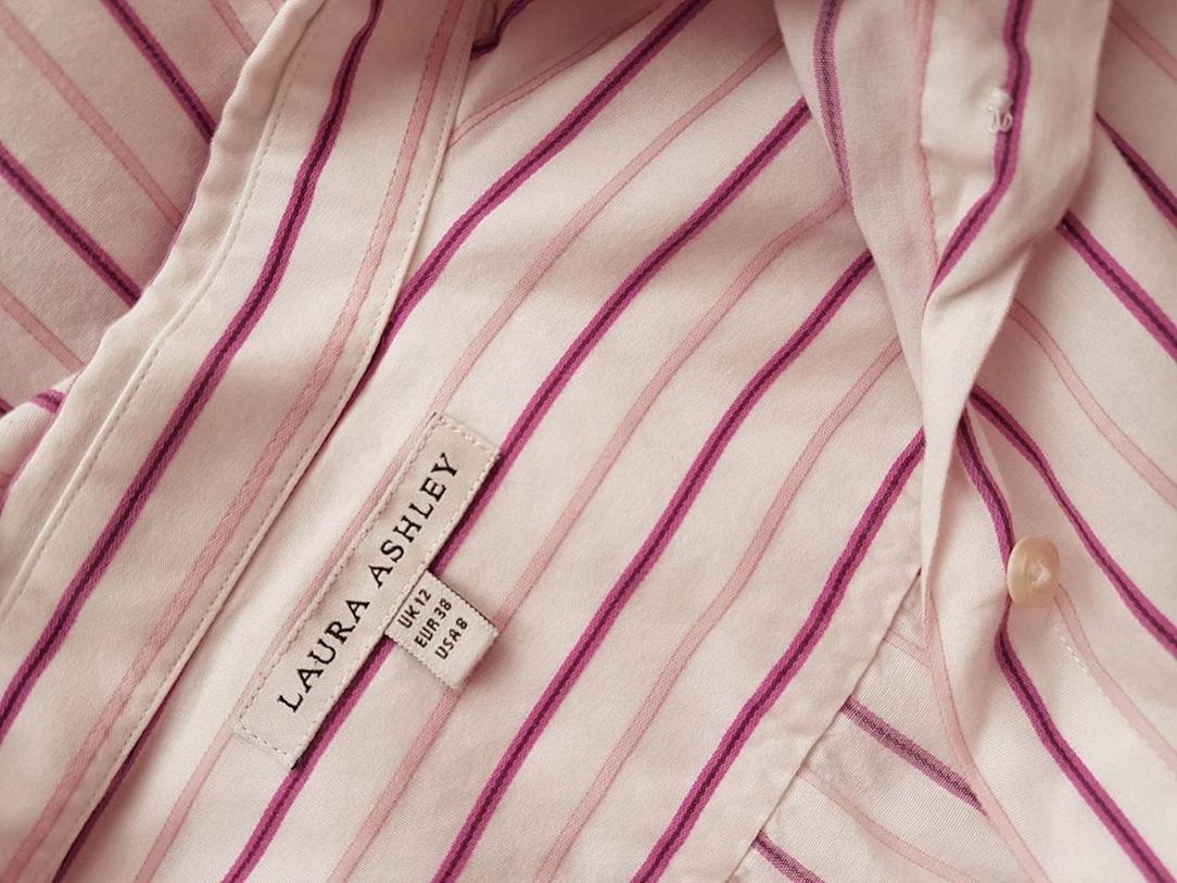 20180824_133740.jpg Laura ashley Rozmiar 38 Kolor Różowy Pasy Kołnierz Koszula Zapinana Bluzka Długi rękaw Materiał Bawełna 100%