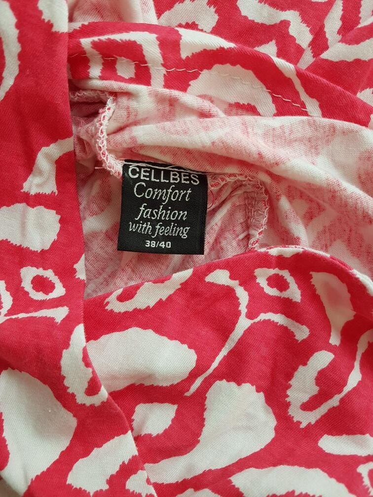 CELLBES Rozmiar 38/40 Kolor Różowy W serek Sukienka A-Line Bezrękawnik Do Kolan
