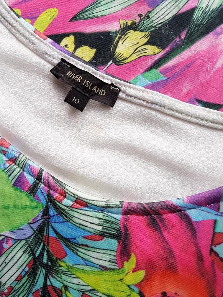 River island Rozmiar 10 (38) Kolor Różowy Okrągły dekolt Sukienka Bodycon Bezrękawnik Do Kolan