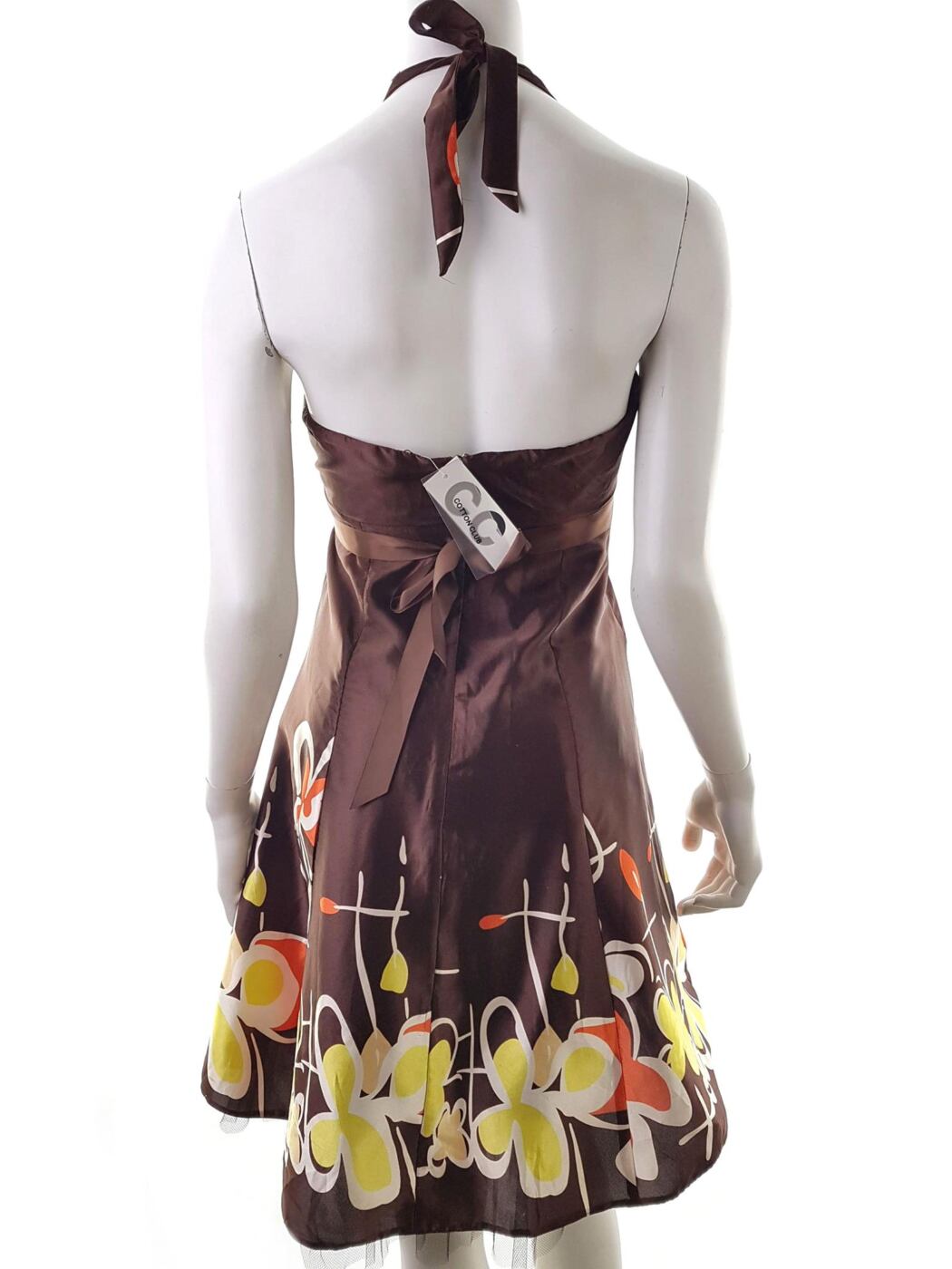 Cotton Club Rozmiar 10 (38) Kolor Brązowy Halter Sukienka Letnia Bezrękawnik Midi Cotton Club Rozmiar 10 (38) Kolor Brązowy Halter Sukienka Letnia Bezrękawnik Midi