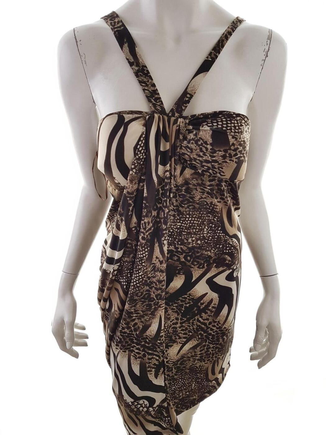 Heaven Rozmiar M Kolor Brązowy Odkryte Ramiona Sukienka Bodycon Bezrękawnik Do Kolan
