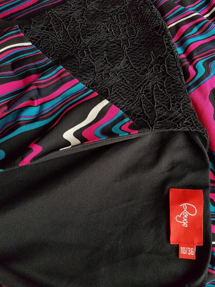 Rouge Rozmiar 10/36 Kolor Czarny W serek Sukienka Letnia Krótki rękaw Midi