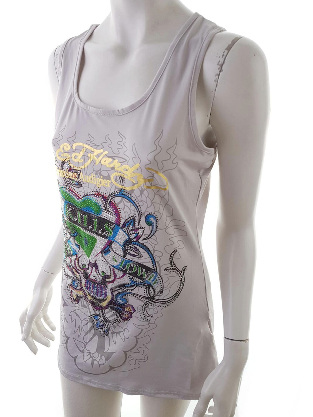 Ed hardy Rozmiar M/L Kolor Szary Okrągły dekolt Bluzka Bezrękawnik