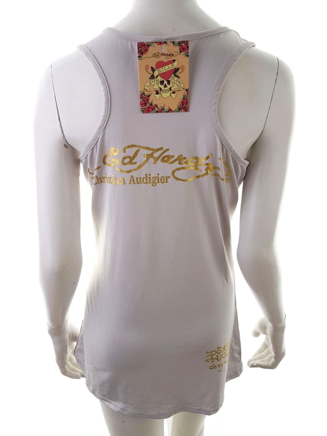 Ed hardy Rozmiar M/L Kolor Szary Okrągły dekolt Bluzka Bezrękawnik