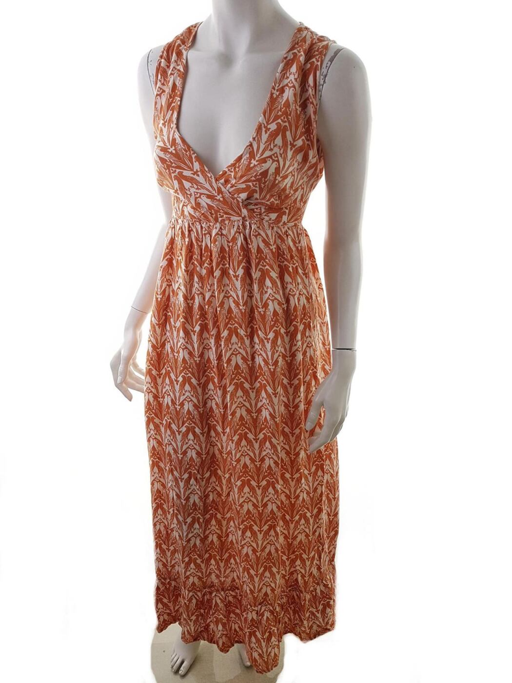 Kushi Rozmiar 8 (36) Kolor Pomarańczowy W serek Sukienka Maxi Bezrękawnik Długa Materiał Rayon 100% Kushi Rozmiar 8 (36) Kolor Pomarańczowy W serek Sukienka Maxi Bezrękawnik Długa Materiał Rayon 100%