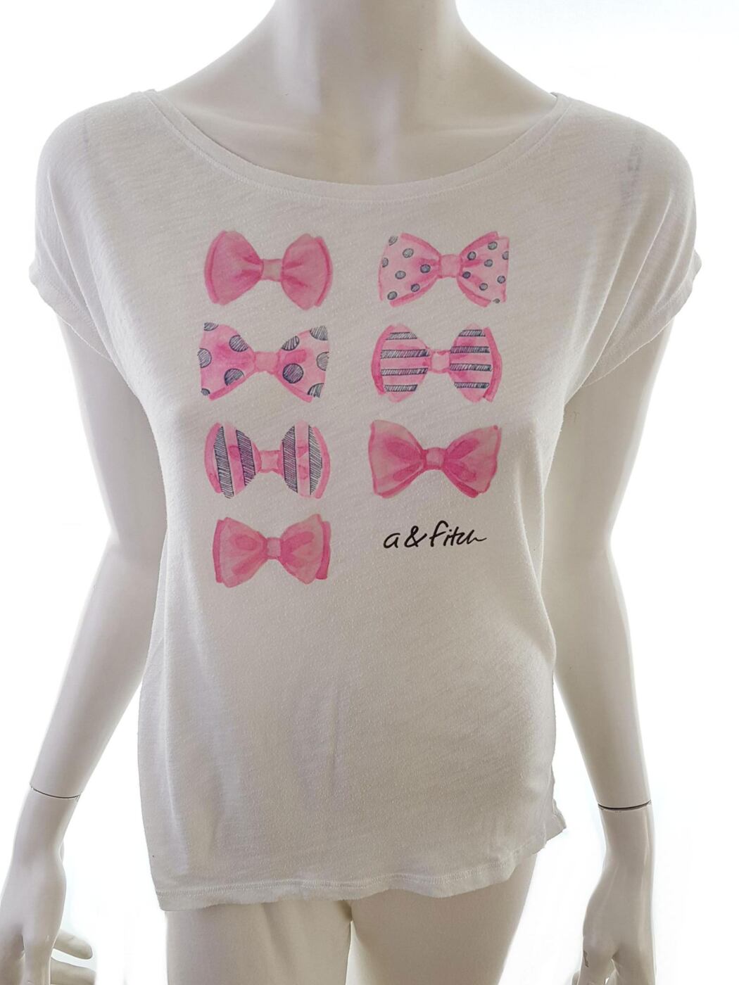 ABERCROMBIE Rozmiar XL Kolor Biały Okrągły dekolt T-Shirt Krótki rękaw Materiał Bawełna