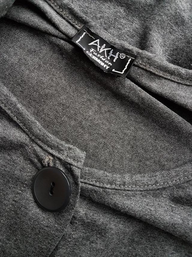 AKH Fashion Germany Rozmiar XXL Kolor Szary Crew Neck Długi Zapinany Kardigan Rękaw 3/4 Materiał Wiskoza Cienka dzianina