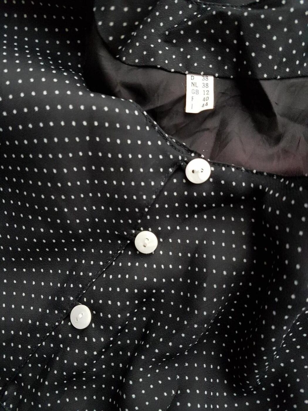 Vintage Rozmiar 38 Kolor Czarny Okrągły dekolt Sukienka A-Line Krótki rękaw Do Kolan Vintage Rozmiar 38 Kolor Czarny Okrągły dekolt Sukienka A-Line Krótki rękaw Do Kolan